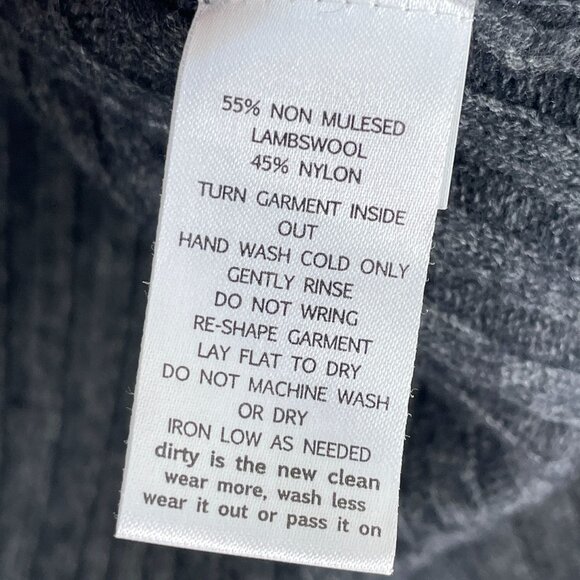 Toad & Co Womens Large Ribbed Gray Sweater Non Mulesed Lambswool Blend High Neck - Picture 4 of 12